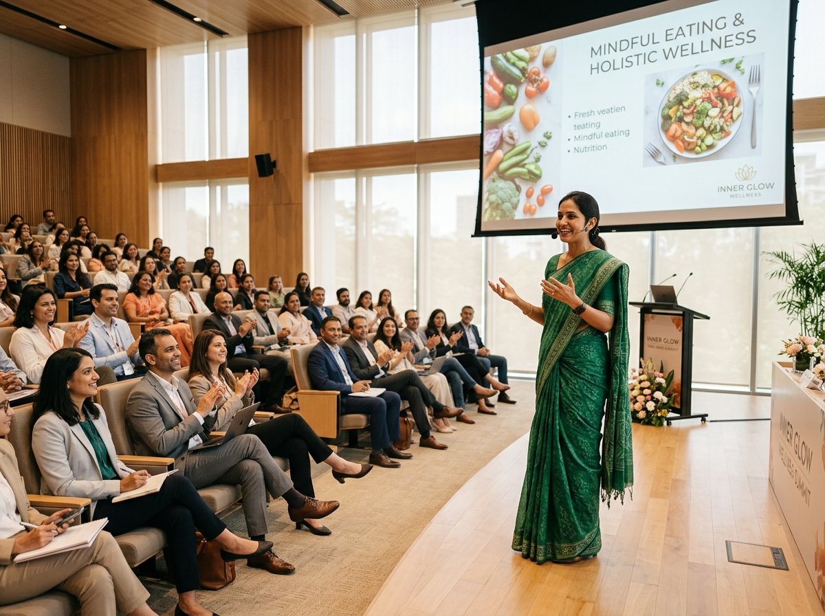 Nikita Arora leading a nutrition seminar